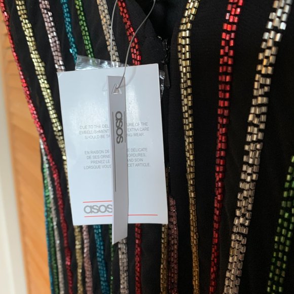 ASOS DESIGN stripe fringe sequin mini slip dress - Picture 6 of 9